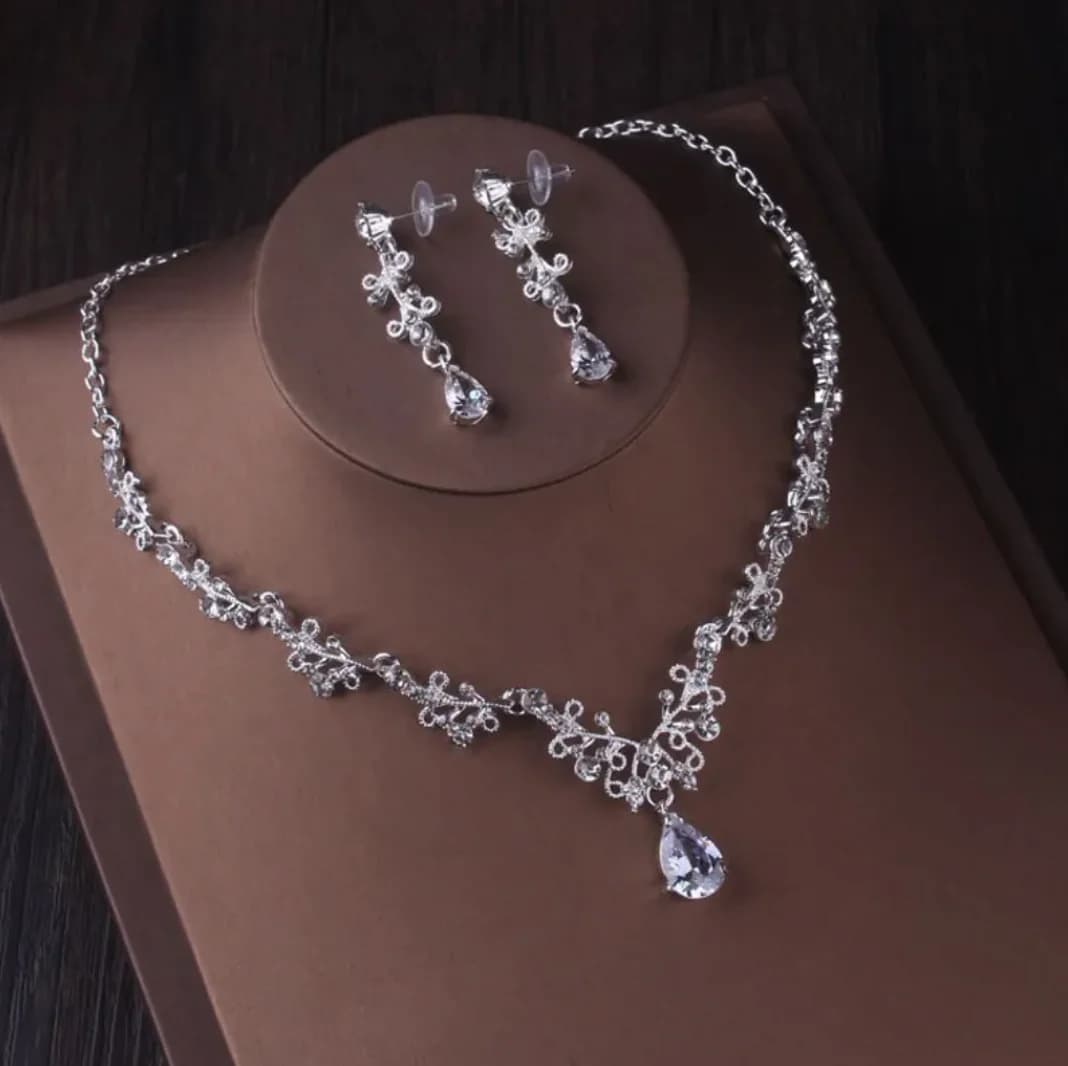 Silver Crystal Bridal Jewelry Set