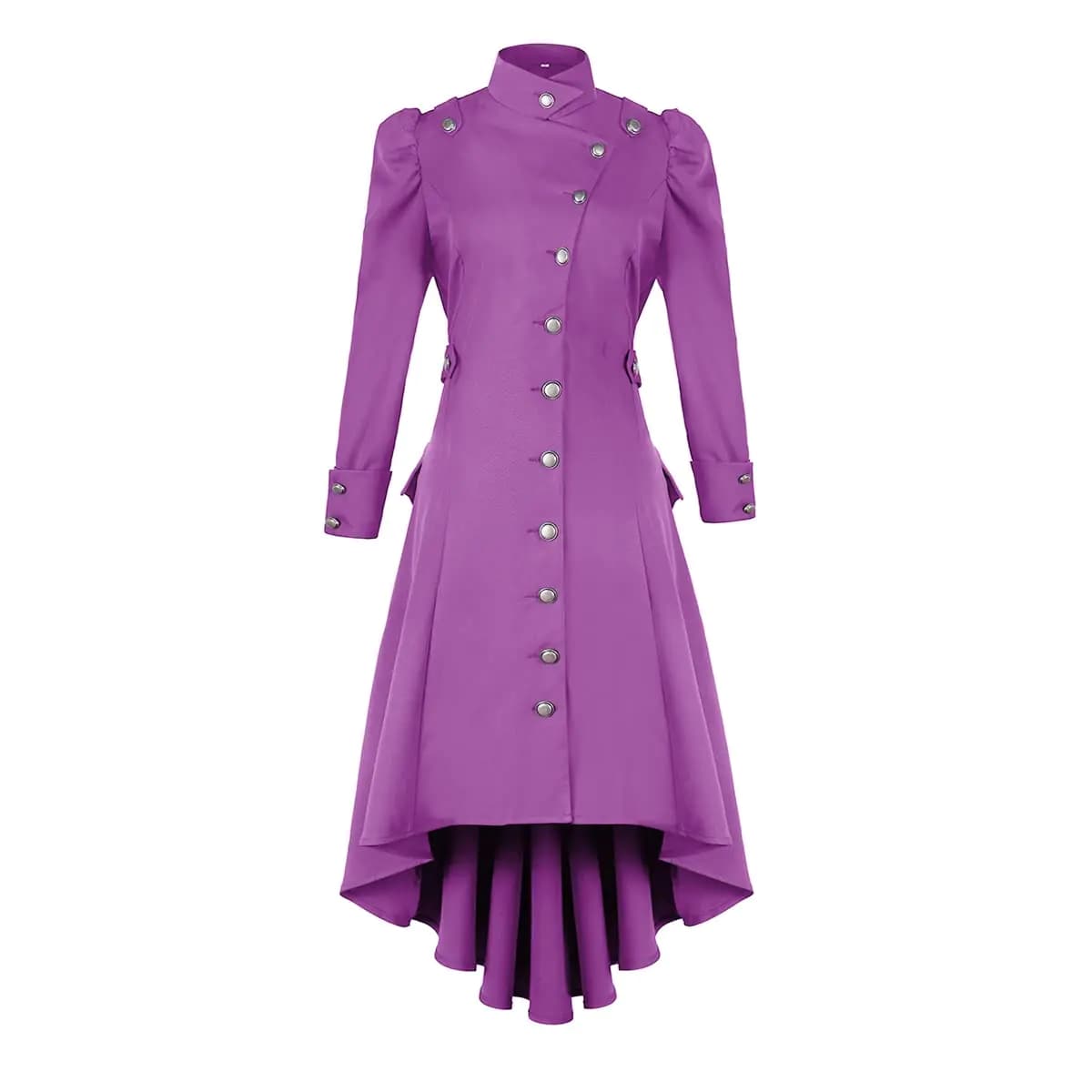 Womens Medieval Gothic Tuxedo Victorian Long Trench Jacket Halloween Costume (XL Purple) …