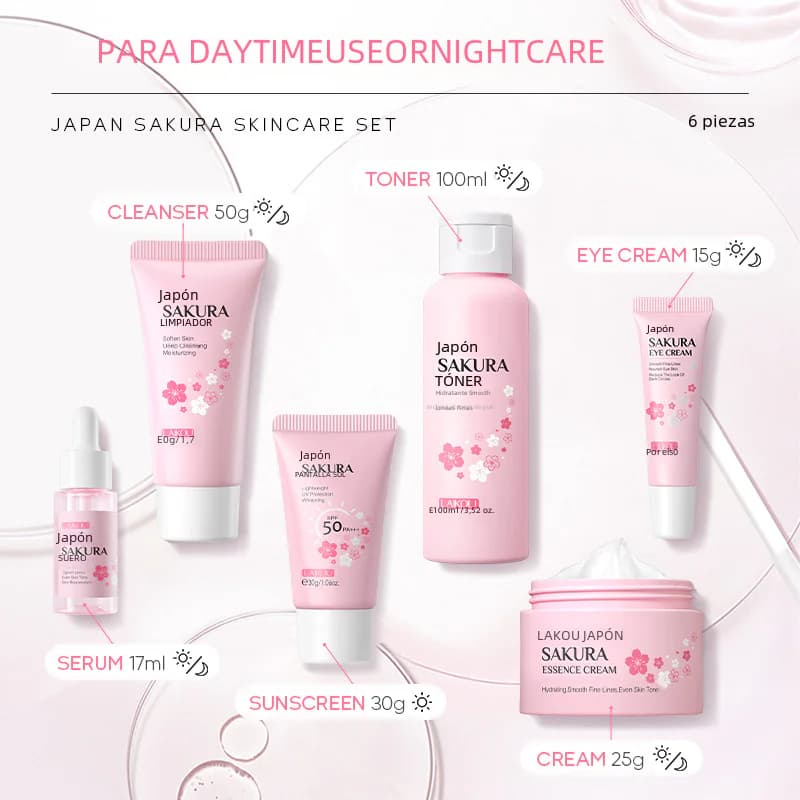 LAIKOU Cherry Blossom Skincare Set - 6 Pieces