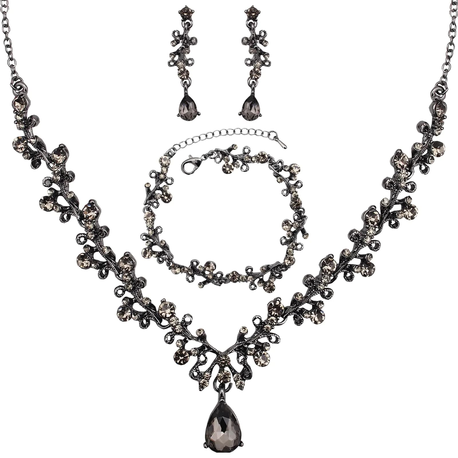 Austrian Crystal Jewelry Set Black Diamond