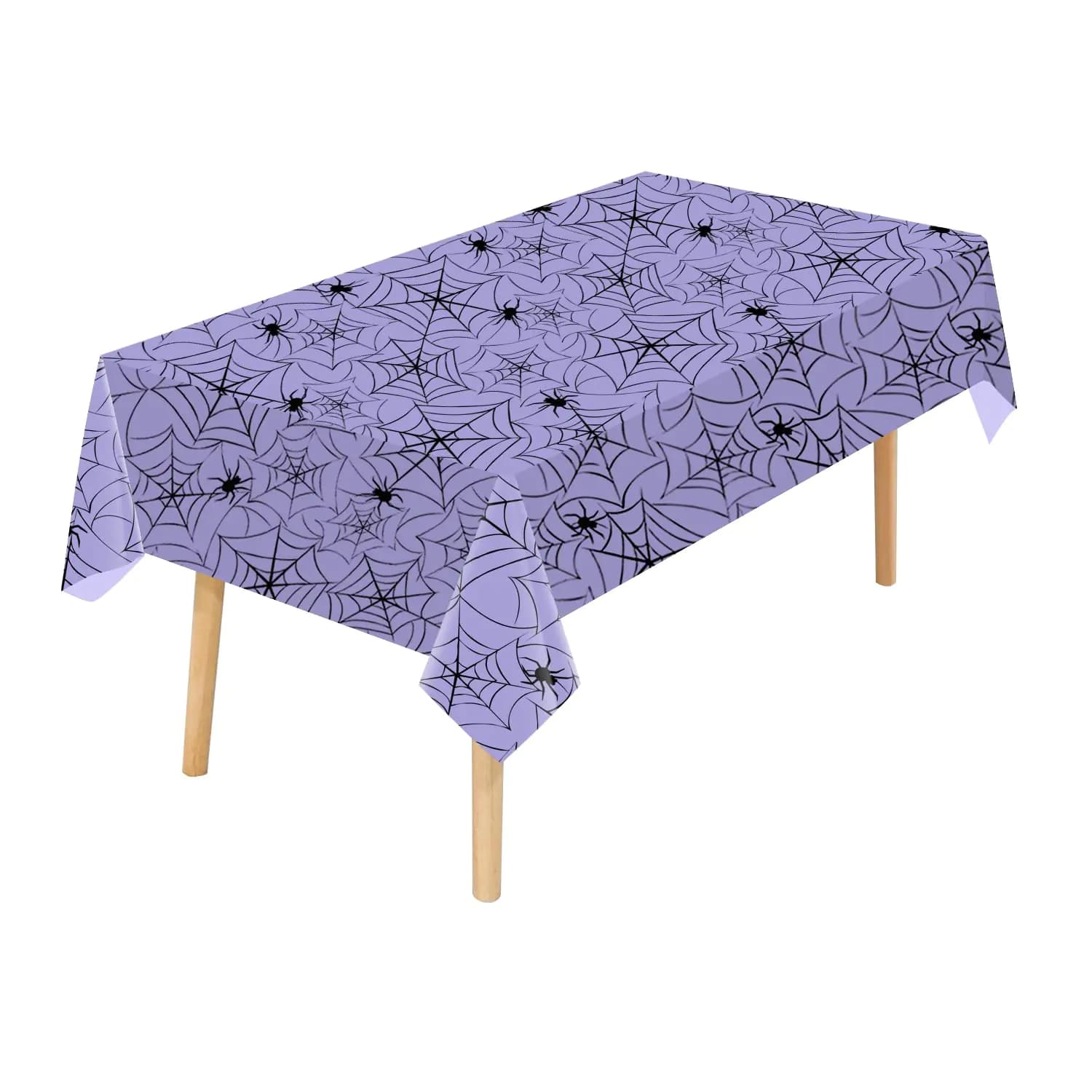 CXPSINC 4 Pack Halloween Spiderweb Tablecloth54" x 108" Rectangular Plastic Spider Web Table Cloth Large Size Halloween Table Covers for Home Decor Halloween Party Decorations (Purple)