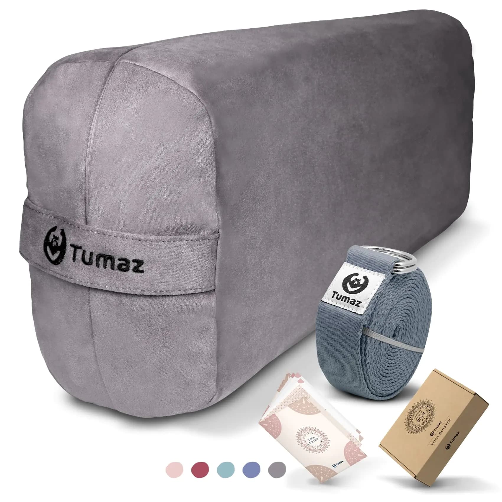 Rectangular Yoga Bolster Pillow with Carry Handle