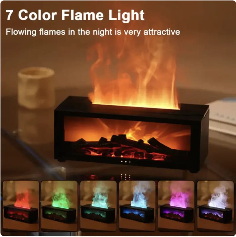 Flame Effect Essential Oil Diffuser with Large Mist & Colorful LED Lights