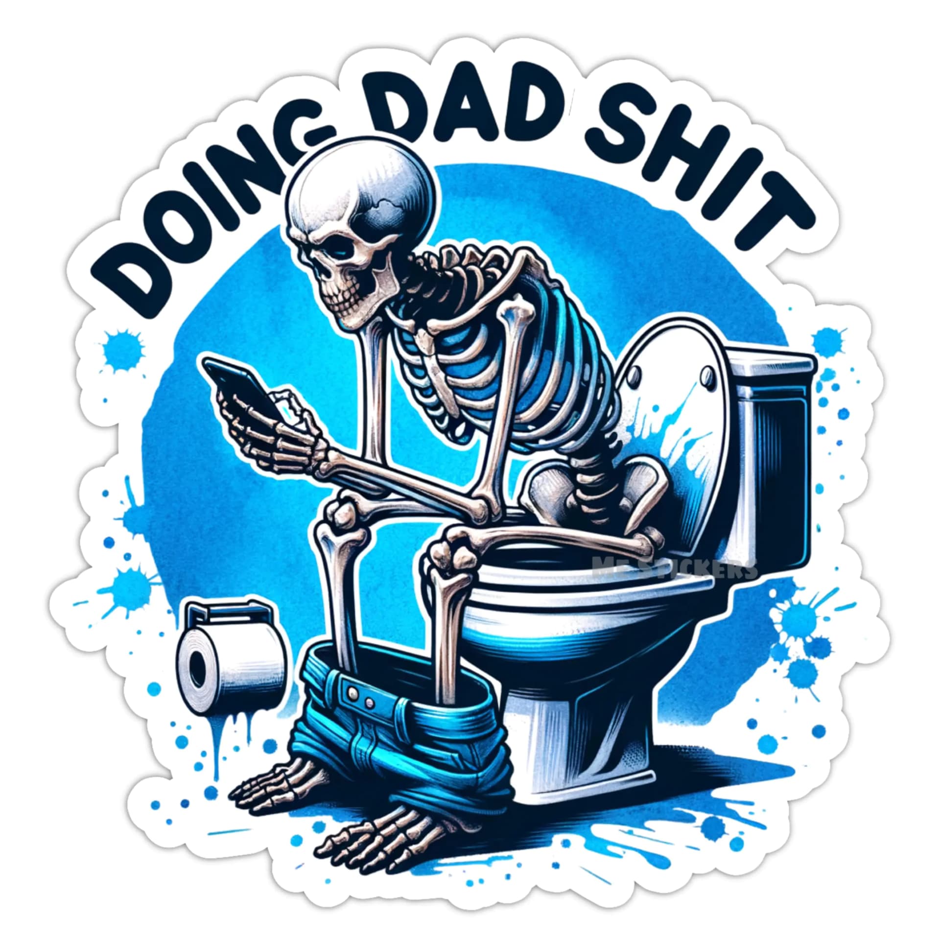 Funny Skull Dad Quote Waterproof Sticker