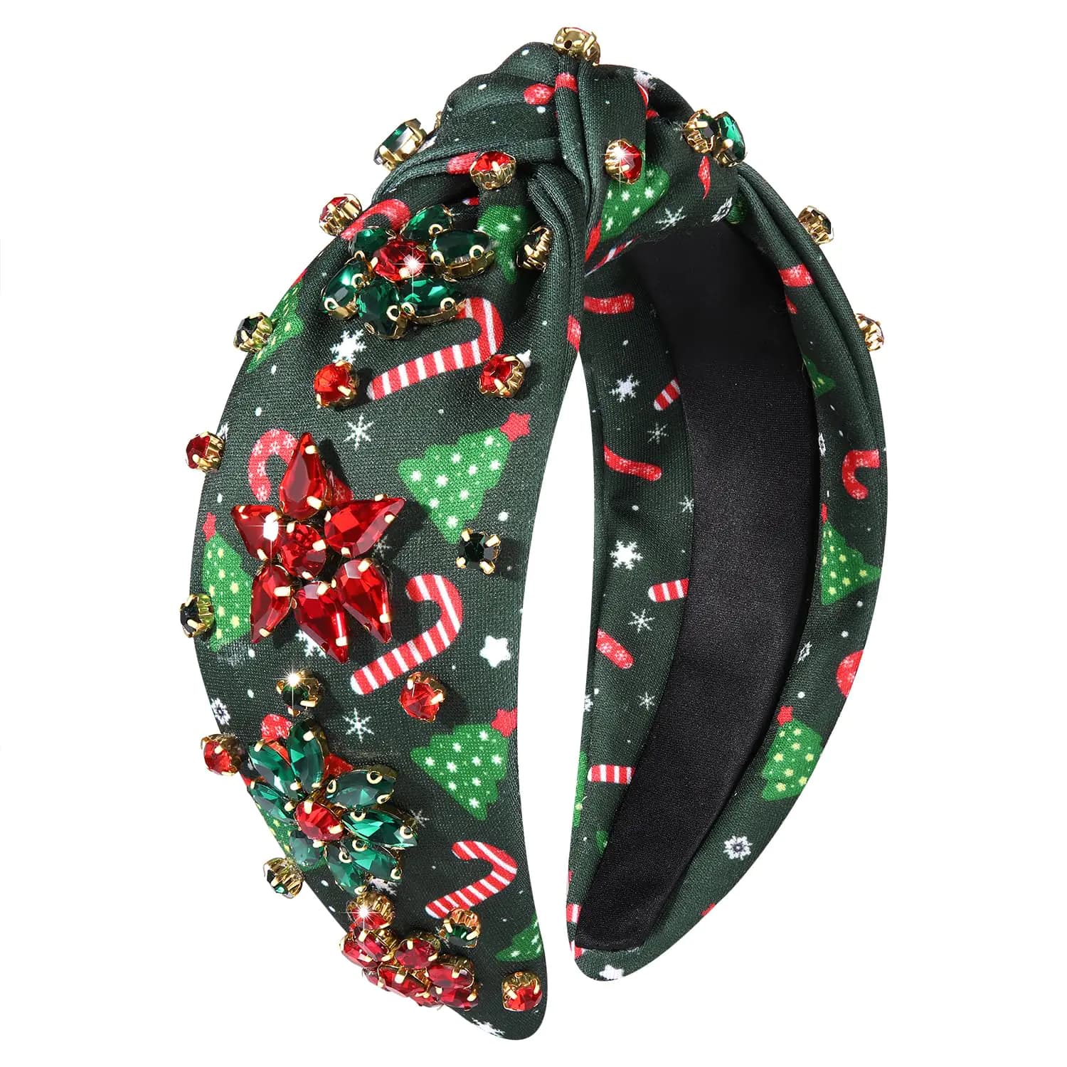 Christmas Tree Bow Knotted Headband with Crystals