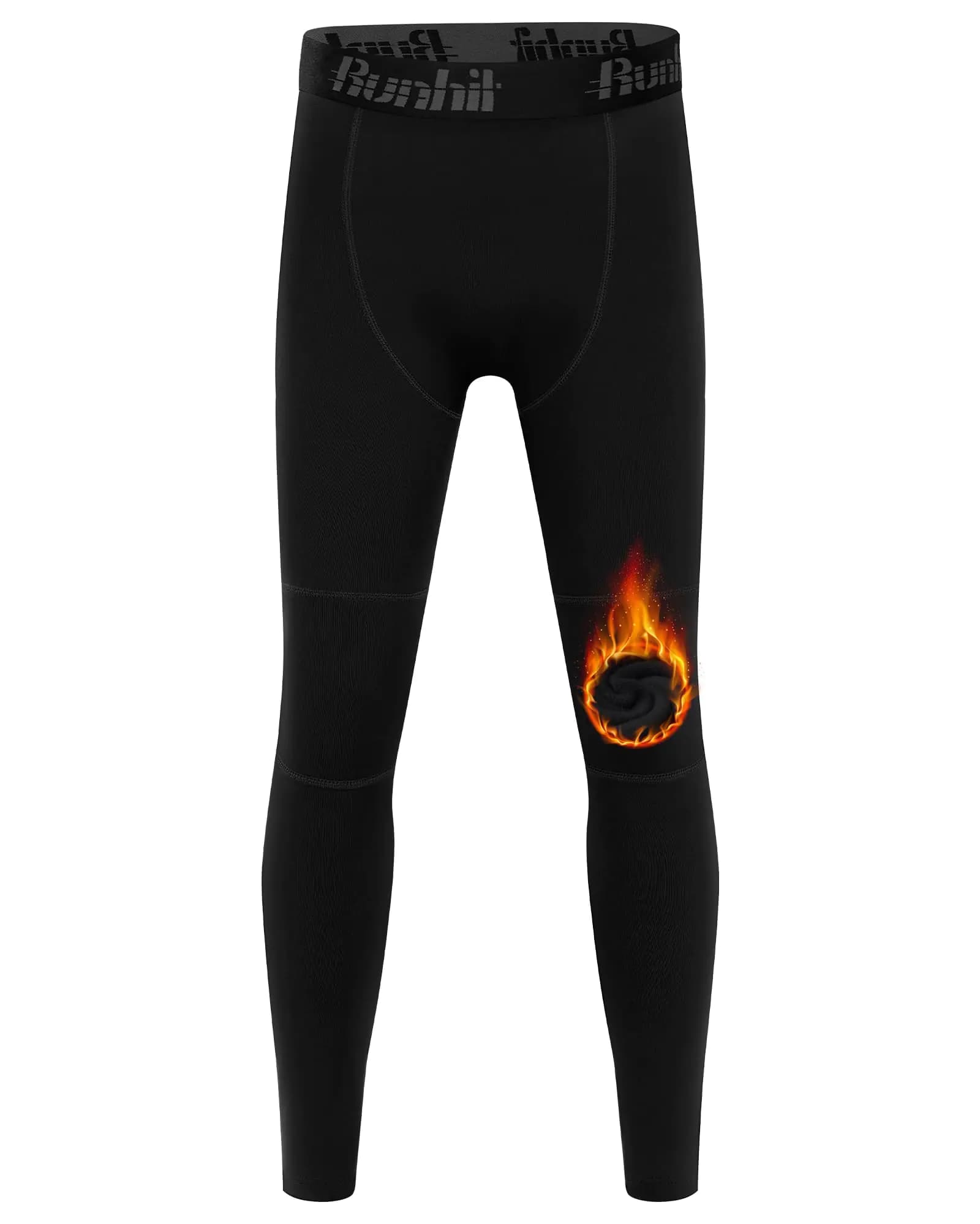 Boys Fleece-Lined Compression Leggings Black Large