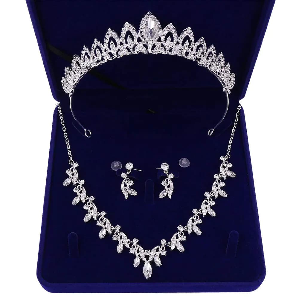 Bridal Crystal Jewelry Set Silver