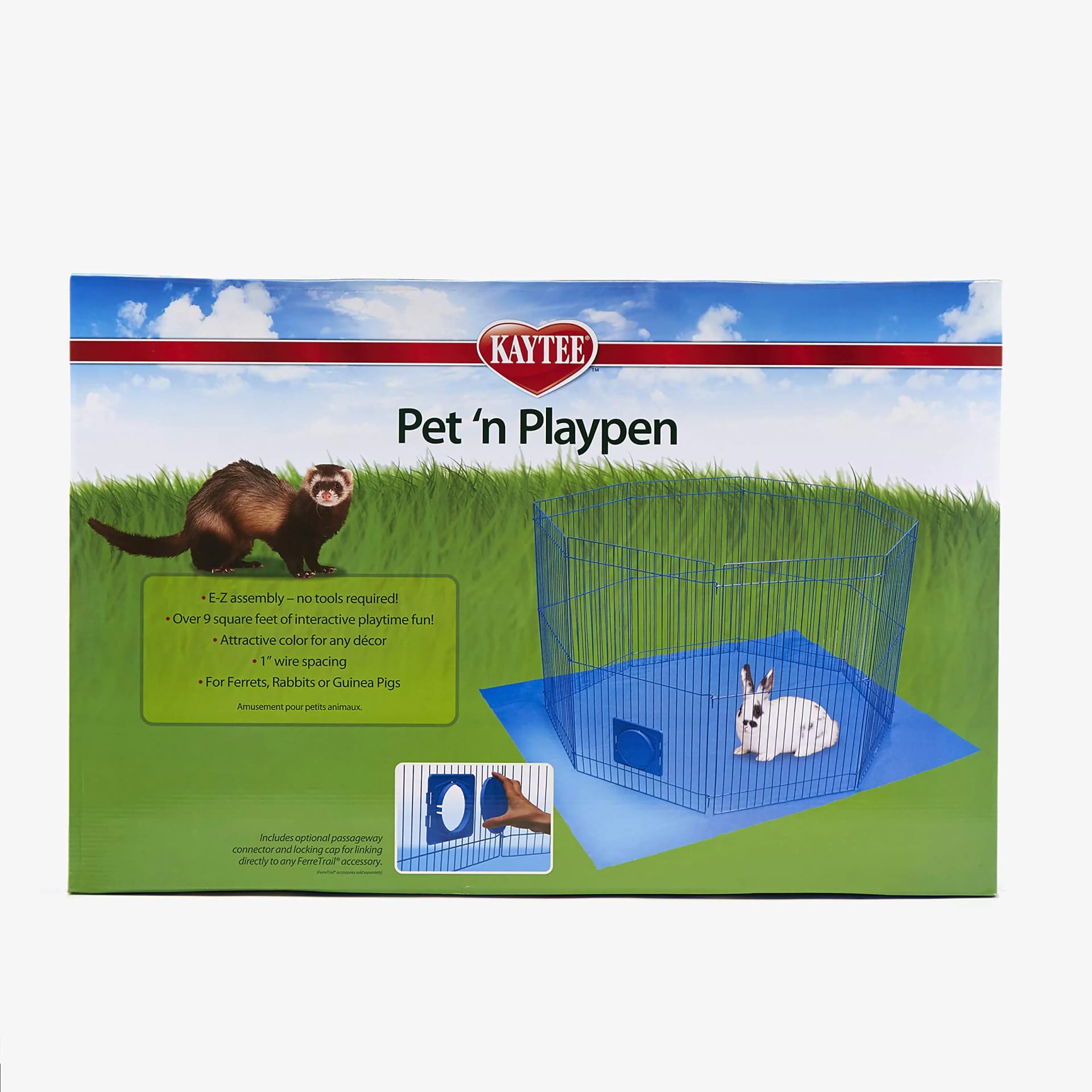 Kaytee Pet-N-Playpen with Mat for Pet Rabbits Guinea Pigs Ferrets or Other Small Animals