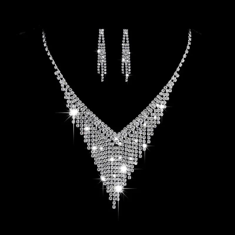 Luxury Crystal Tassel Jewelry Set for Weddings