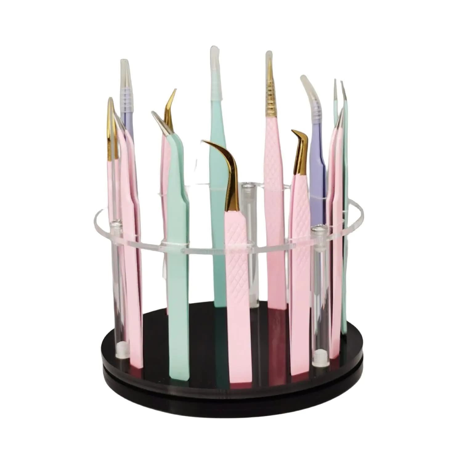 Acrylic Rotatable Tweezers Holder Black