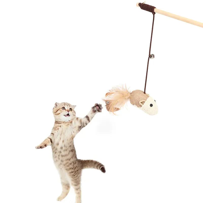 Cat Toys - Interactive Sisal Cat Teaser Wand