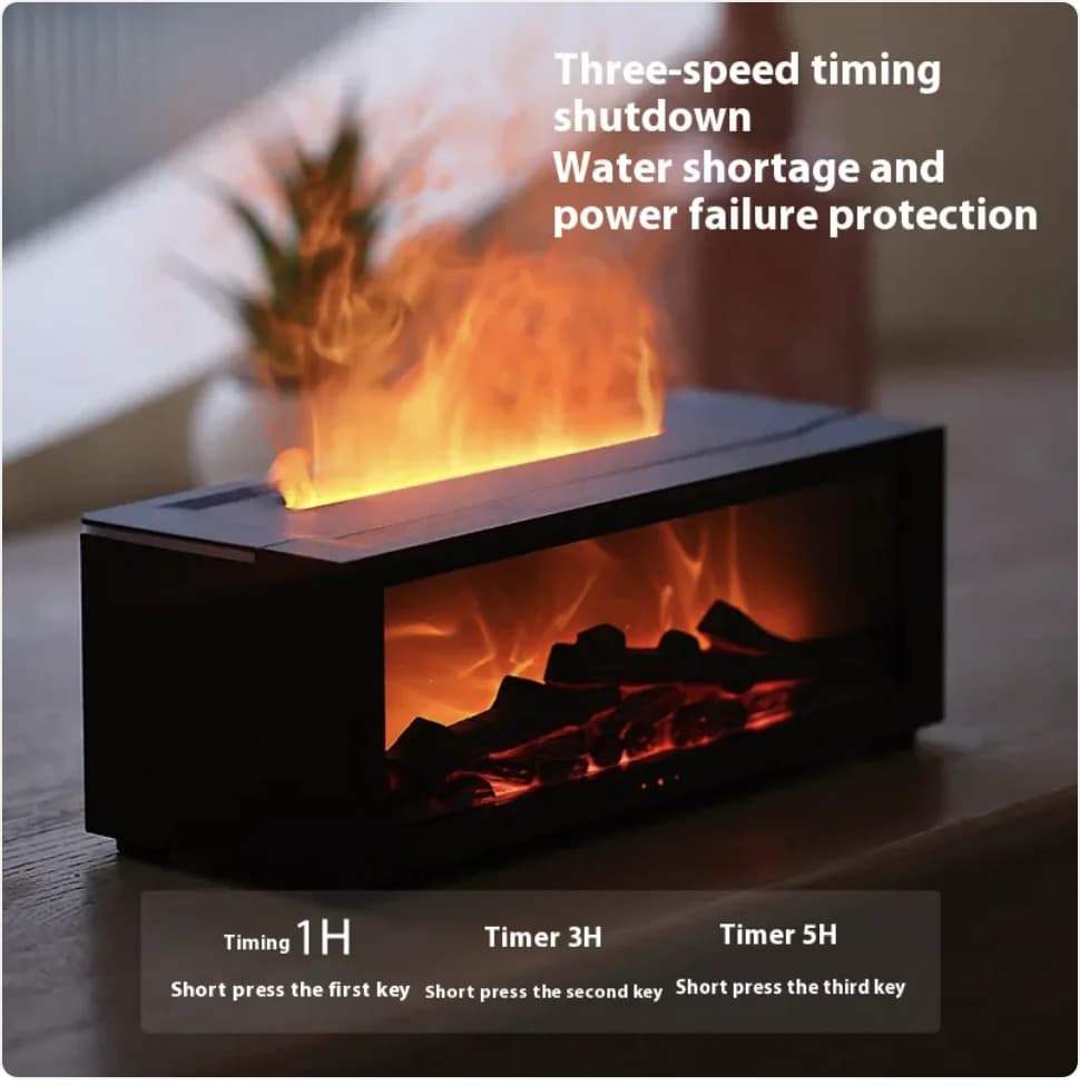 Flame Effect Essential Oil Diffuser with Large Mist & Colorful LED Lights