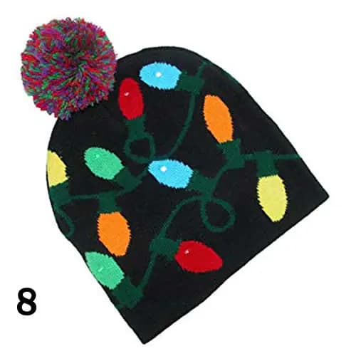 Pom Party Holiday Hats With LED Lights
