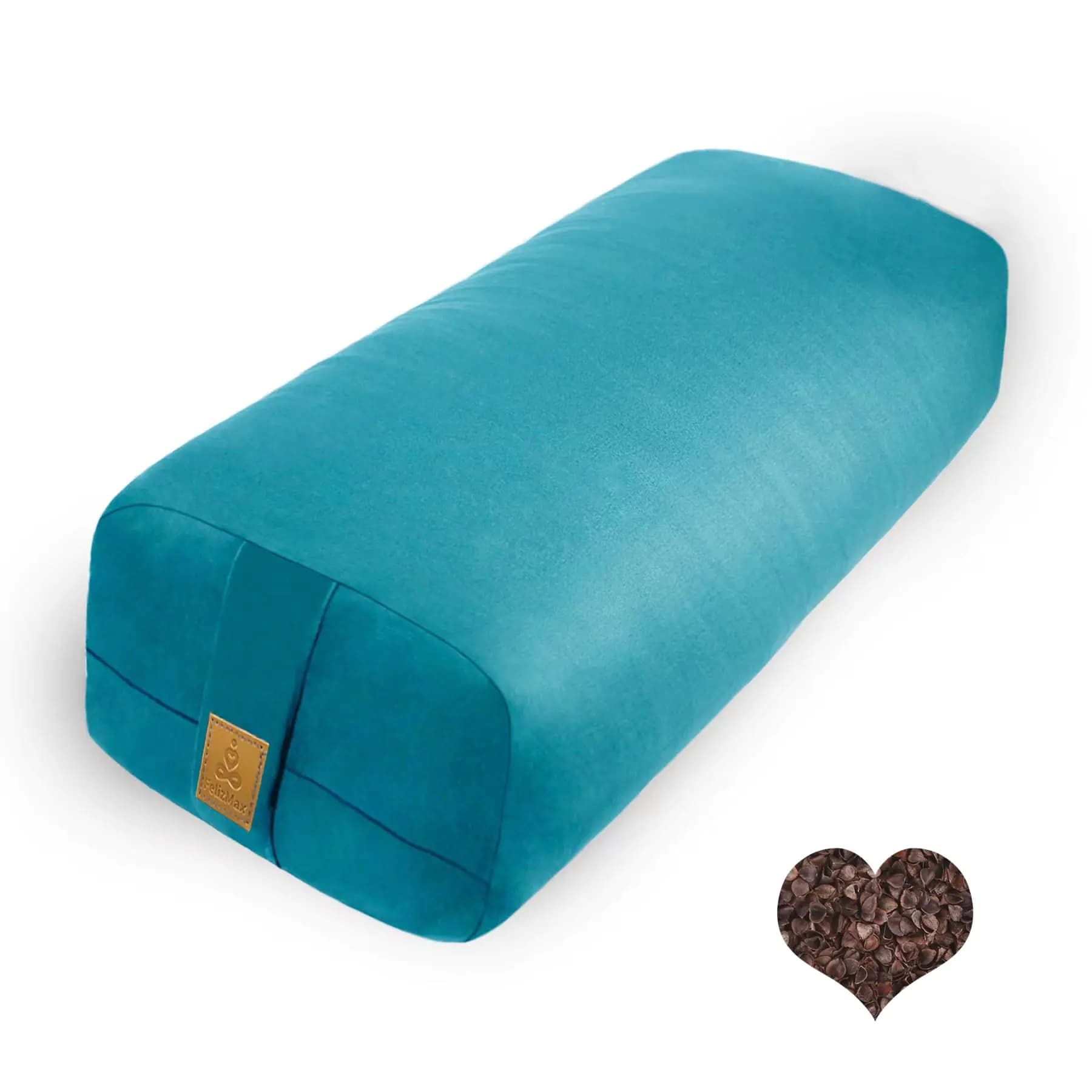 Organic Buckwheat Bolster Cyan Blue Yoga Cushion