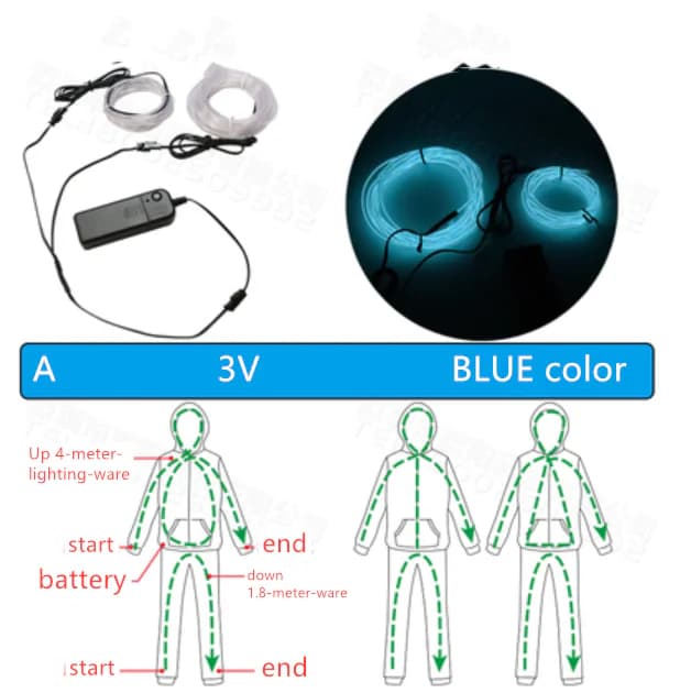 Fluorescent Dance Performance Costume with LED Lights