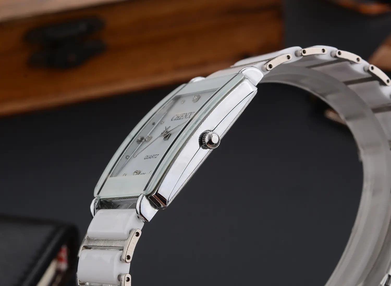Fashionable Square Ceramic Couple Watches 104A