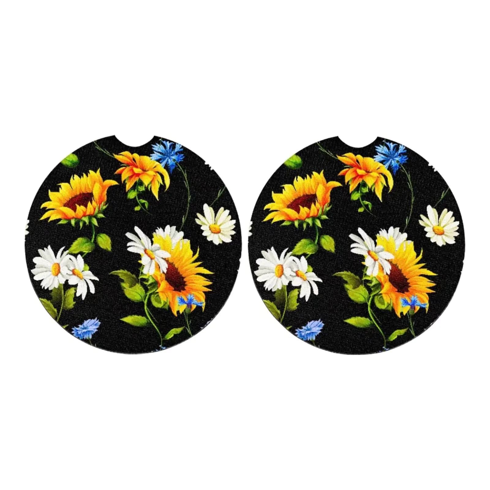 Sunflower Daisy Floral Car Cup Coasters