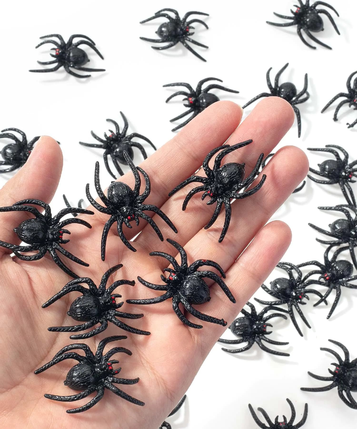 Halloween Black Plastic Spiders 30 Pack