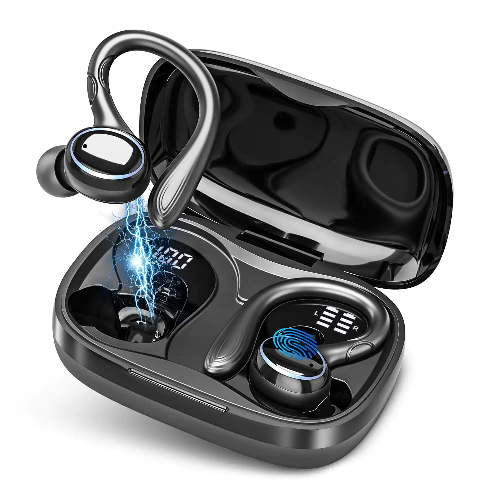 Wireless Bluetooth Earbuds Noise Cancelling Waterproof Black