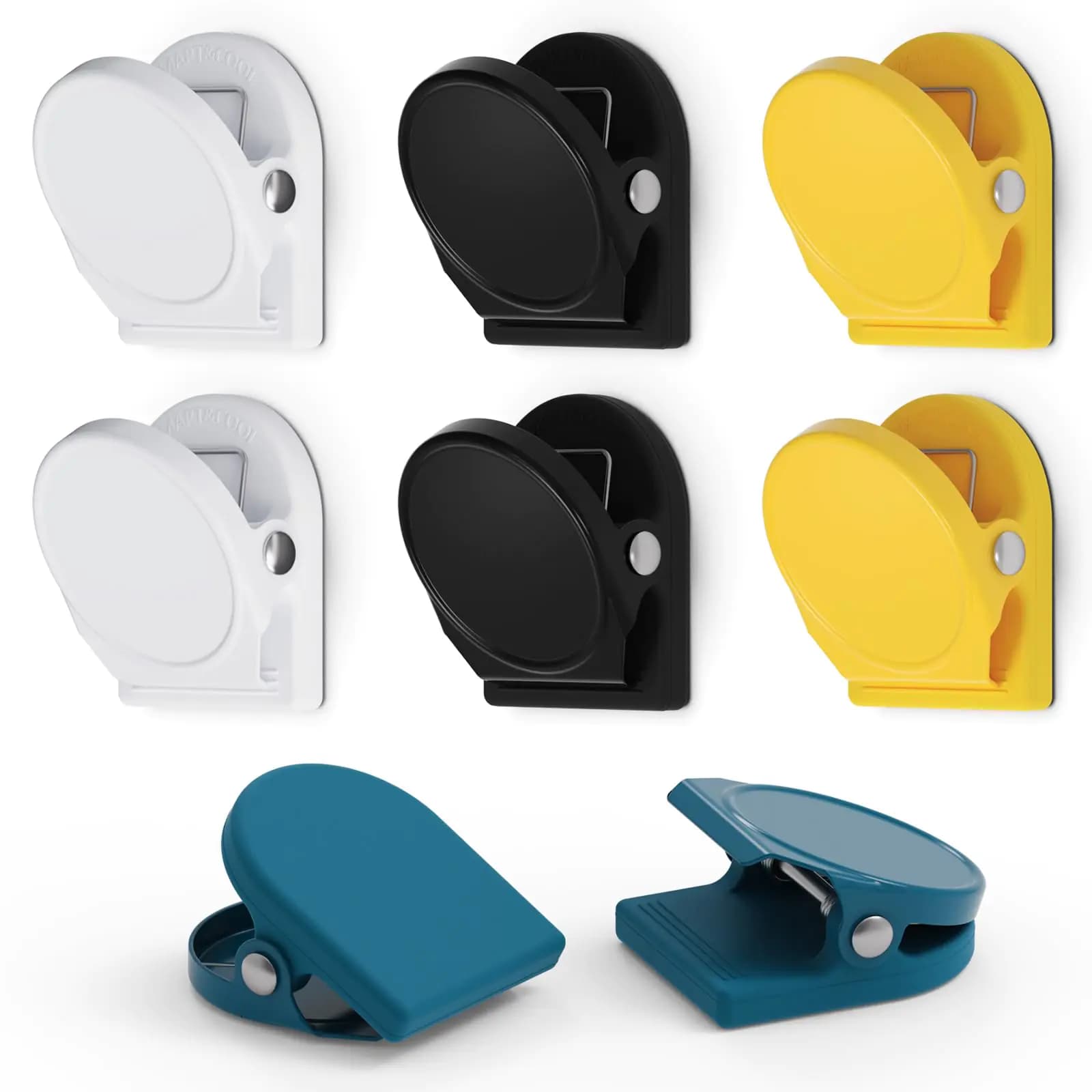 Magnetic Clips with Silicone-Coated Base, 8-Pack