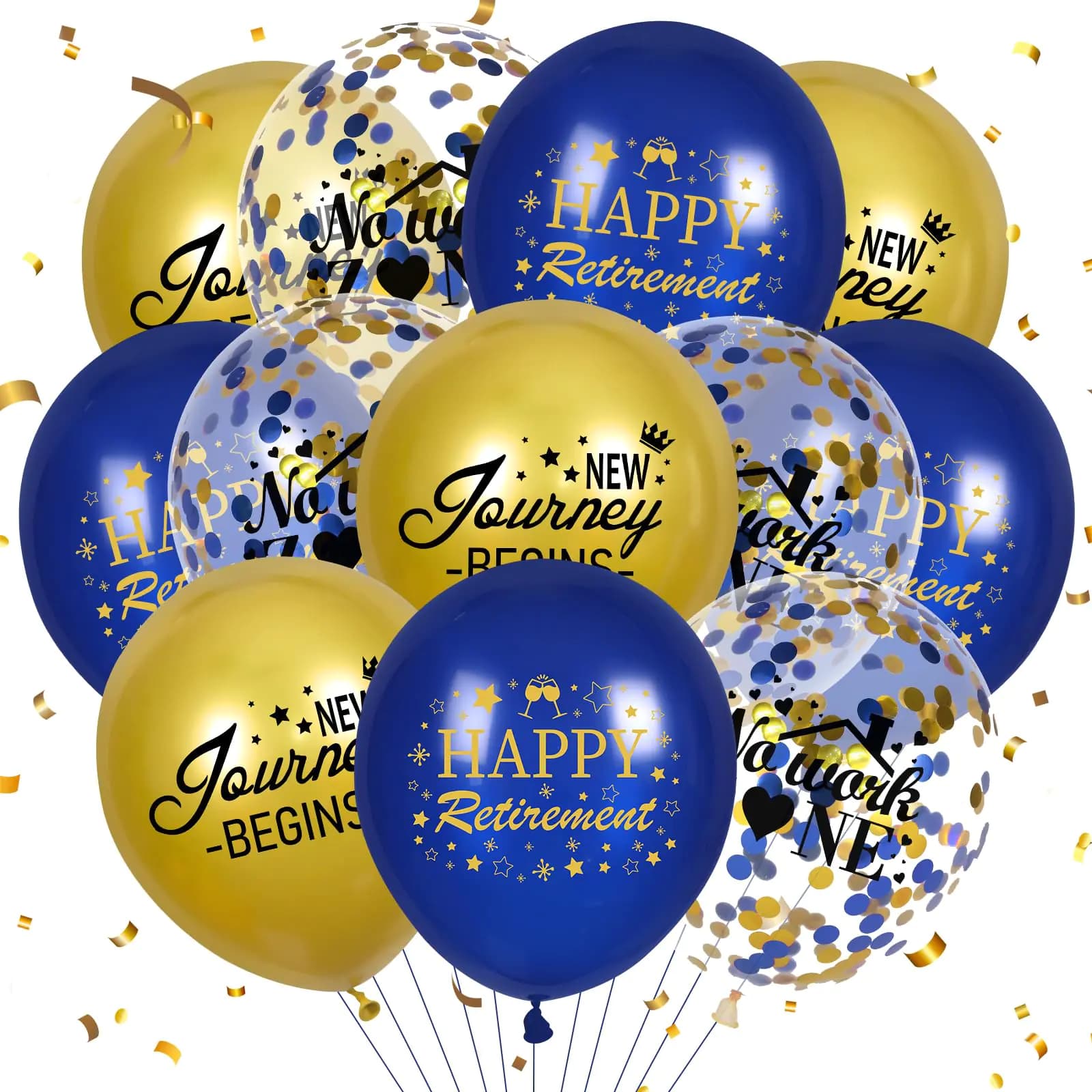 Retirement Party Balloon Decorations Set Blue Gold