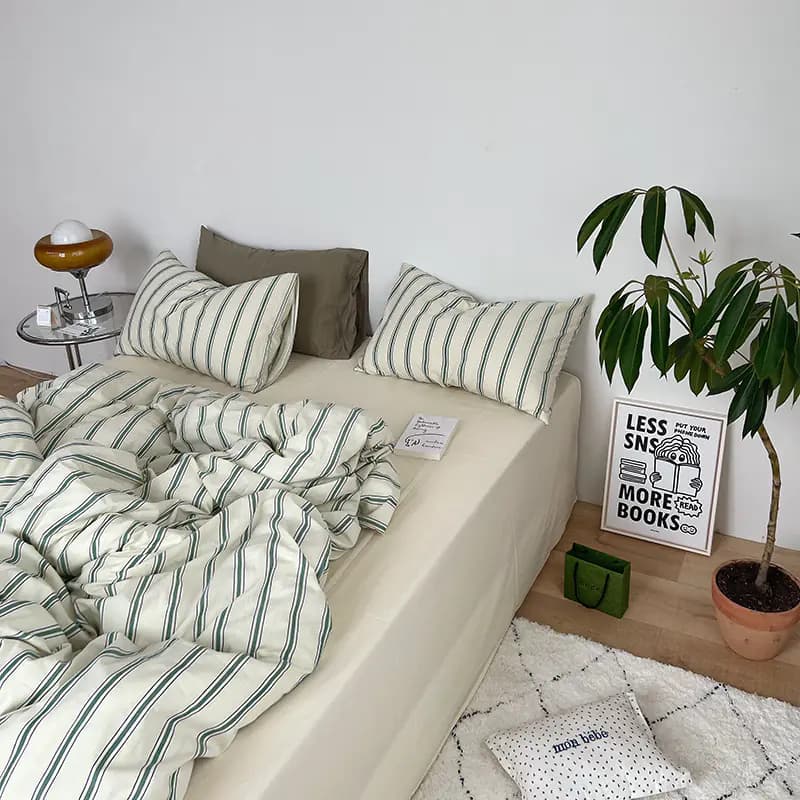 Korean Blogger Inspired Vintage Striped Cotton Bedding Set