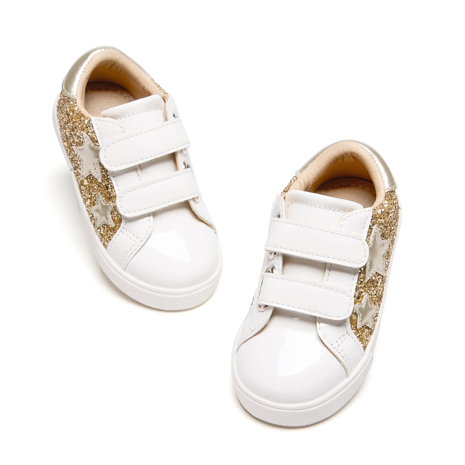 Otter MOMO Girls Sneakers Little Girls Magic Paste Shoes Gold Glitter Sneakers Toddler 12