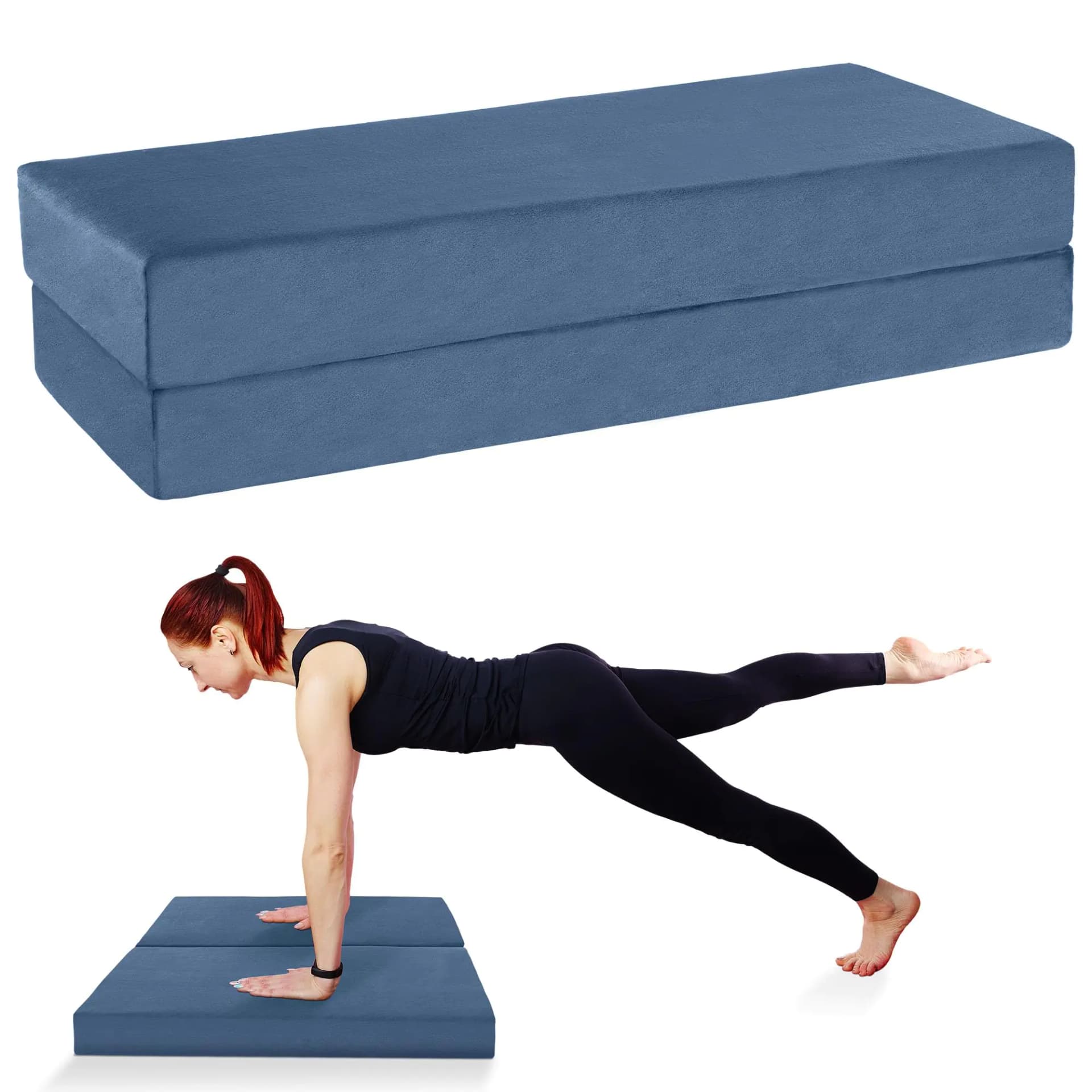 Folding Yoga Bolster Pillow, Blue