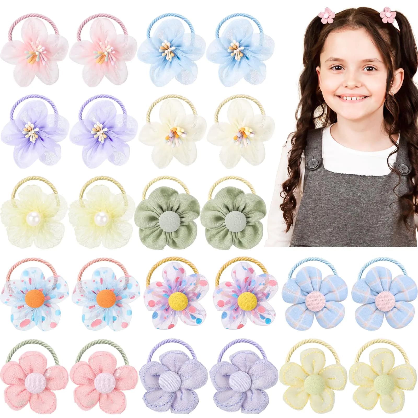 Toddler Hair Ties Multicolor Flower Accessories