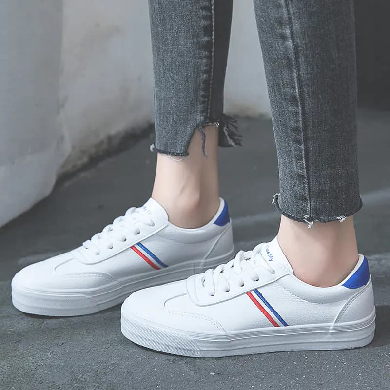 Colorful White Sneakers, Casual Style Sneakers