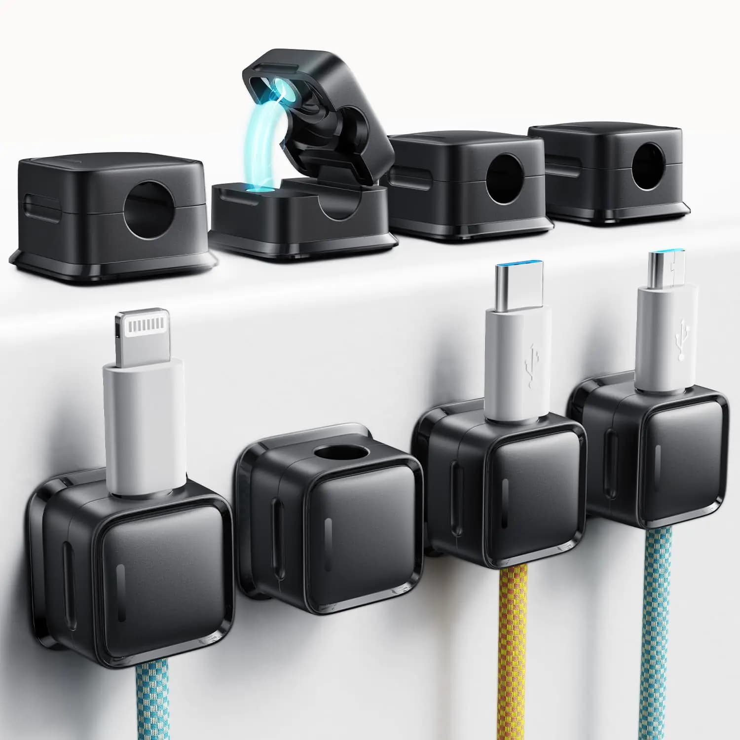 Magnetic Cable Organizer Clips, 8 Pack