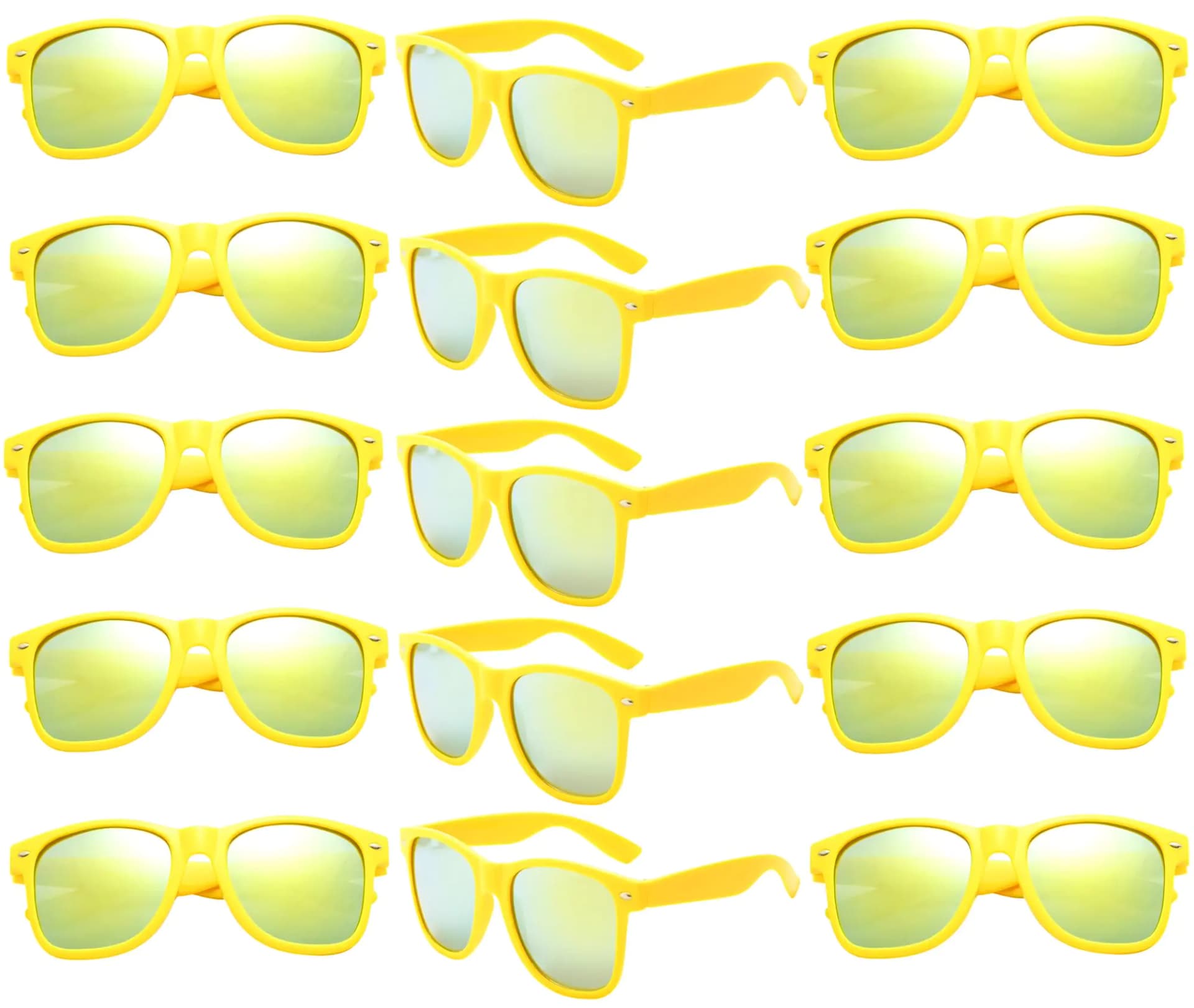 Yellow 80s Style Sunglasses 15 Pack