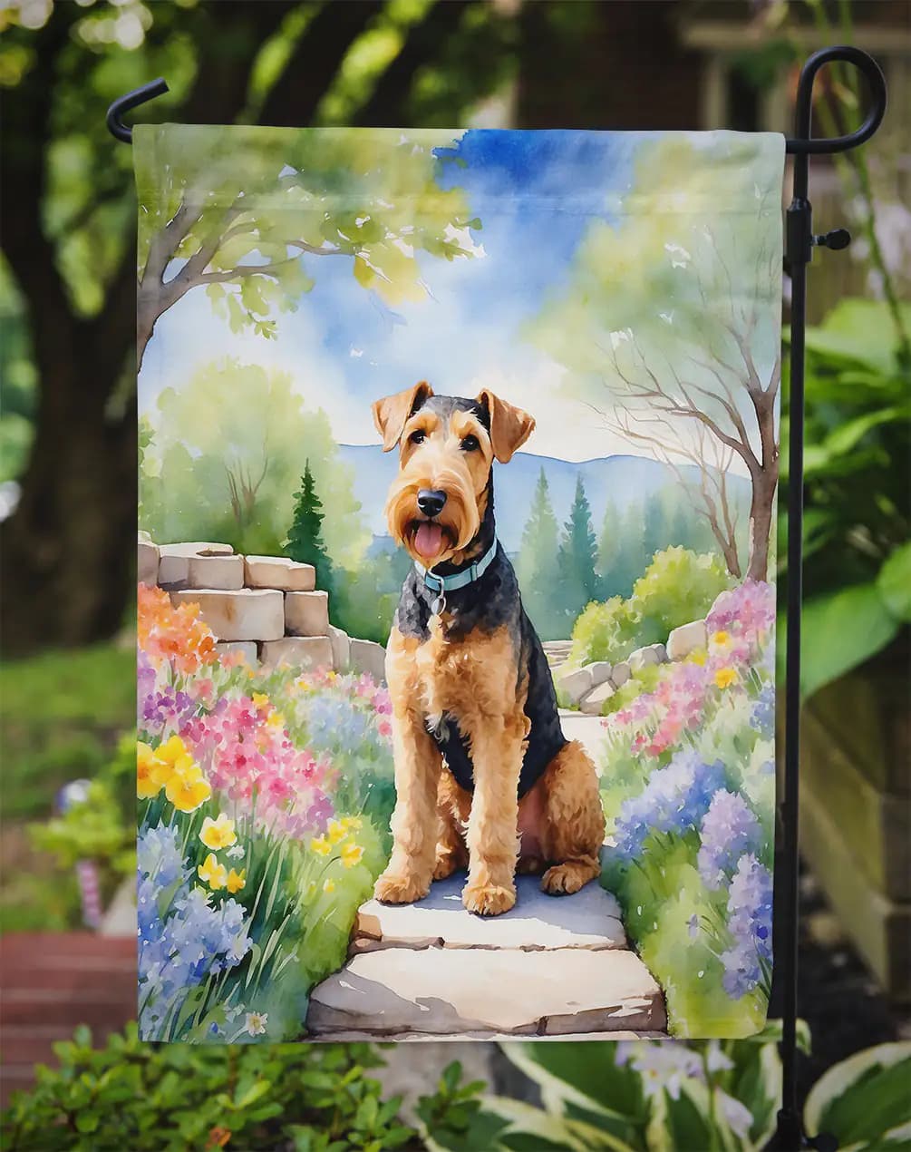 Airedale Terrier Spring Garden Flag
