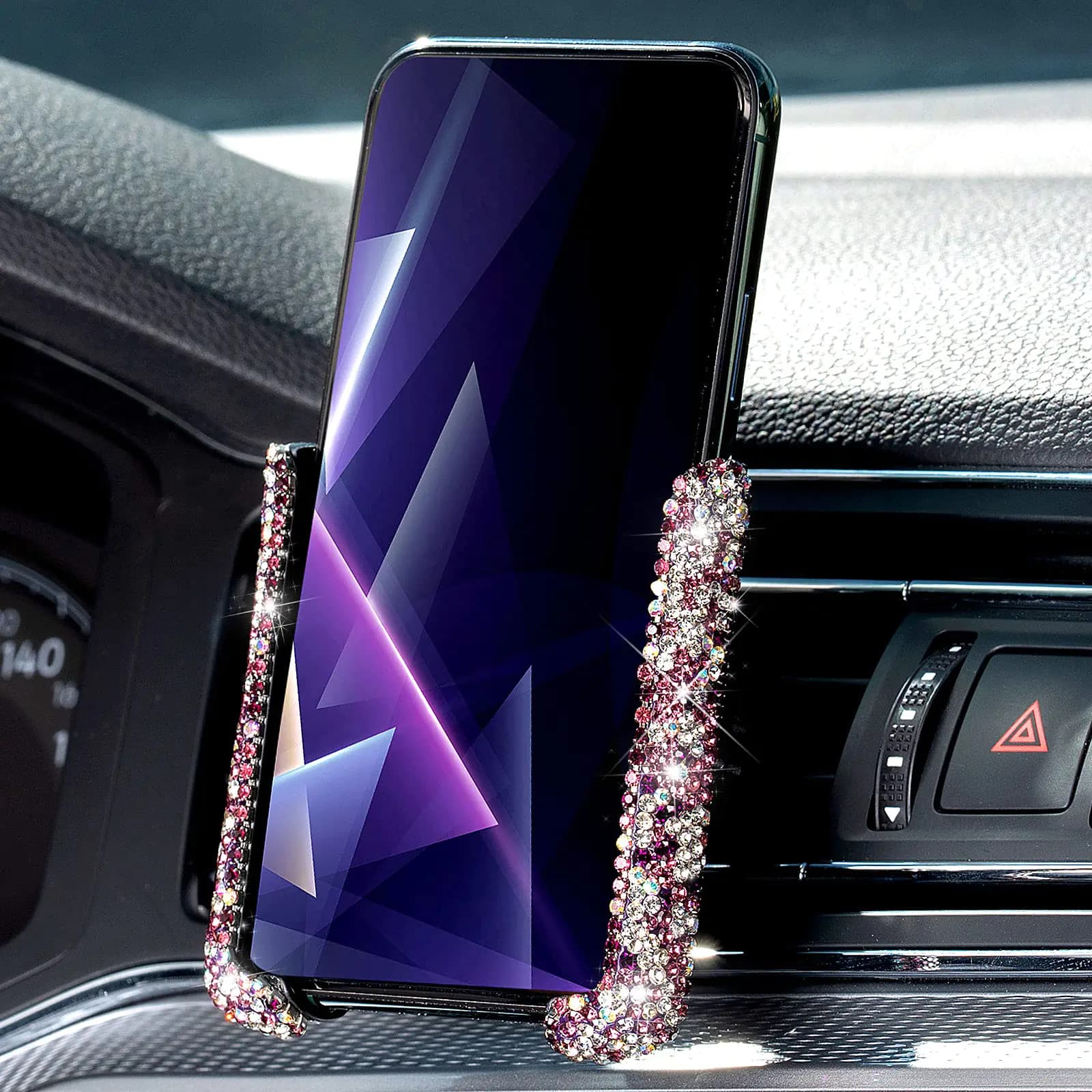 Bling Rhinestone Car Phone Holder Purple