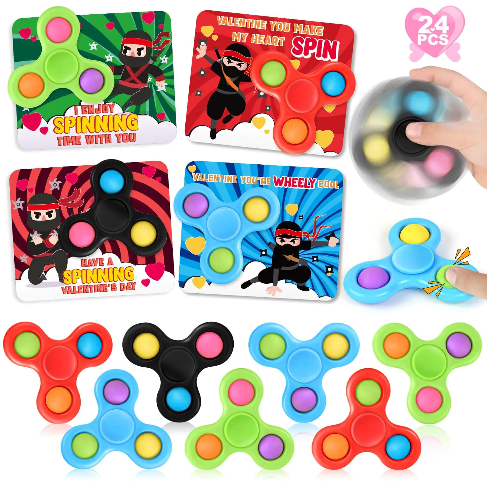 Valentine's Day Cards with Fidget Spinner Toys