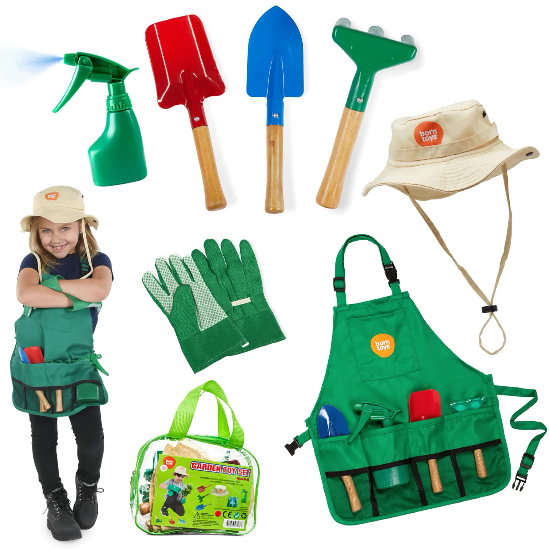 Kids Gardening Tool Set With Apron and Hat