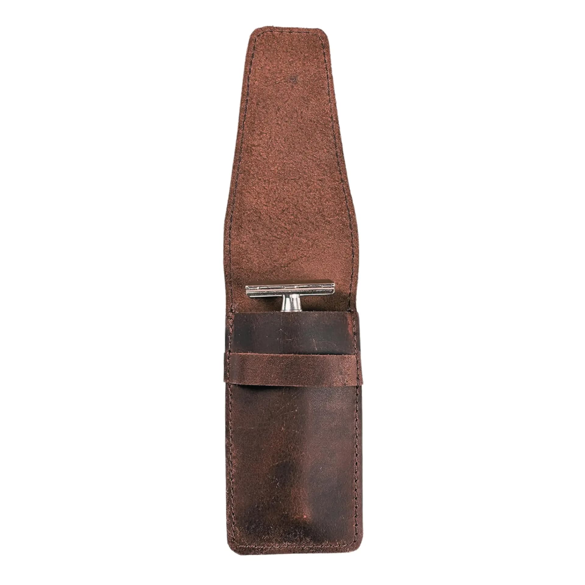Brown Leather Safety Razor Case