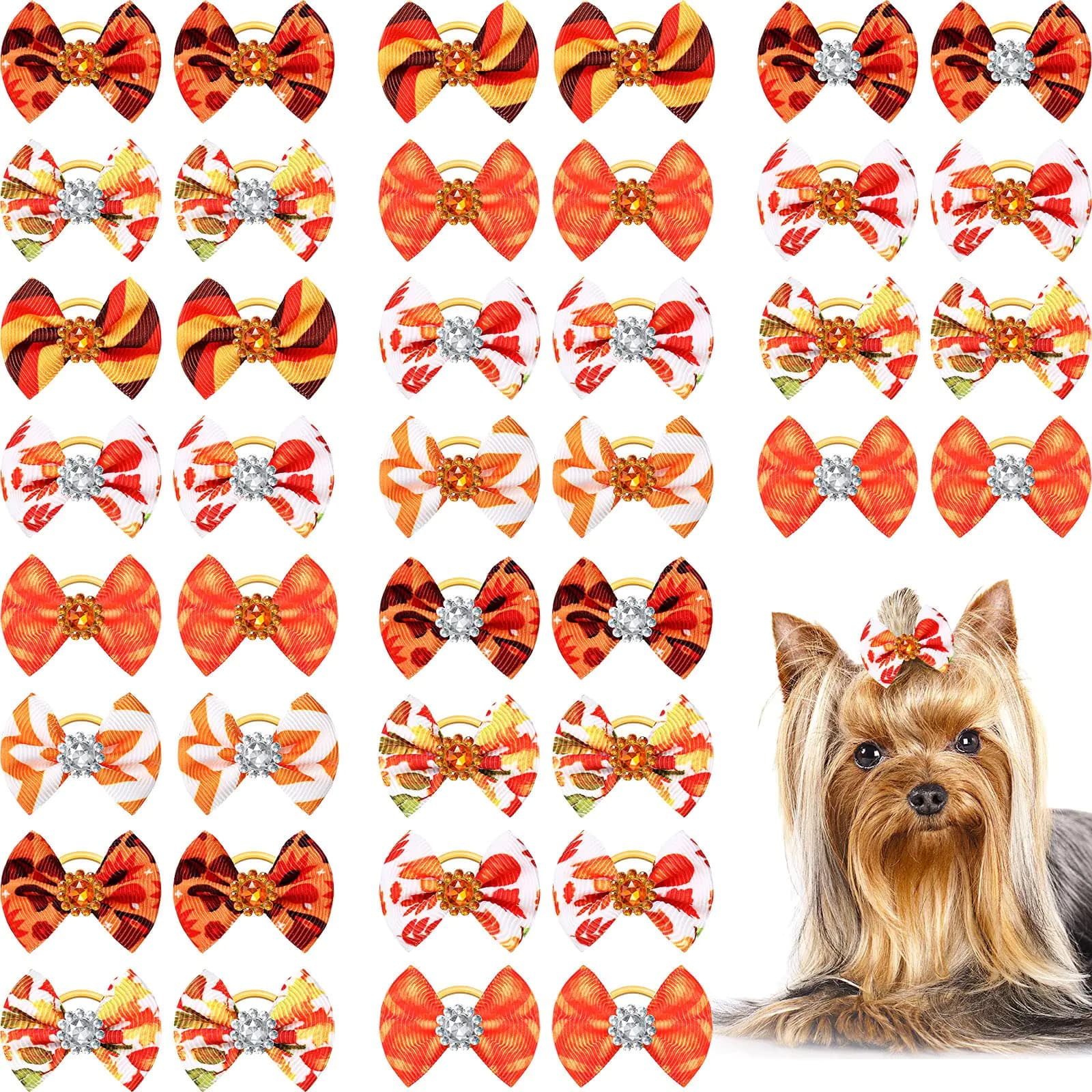 Small Dog Hair Bows with Rubber Bands