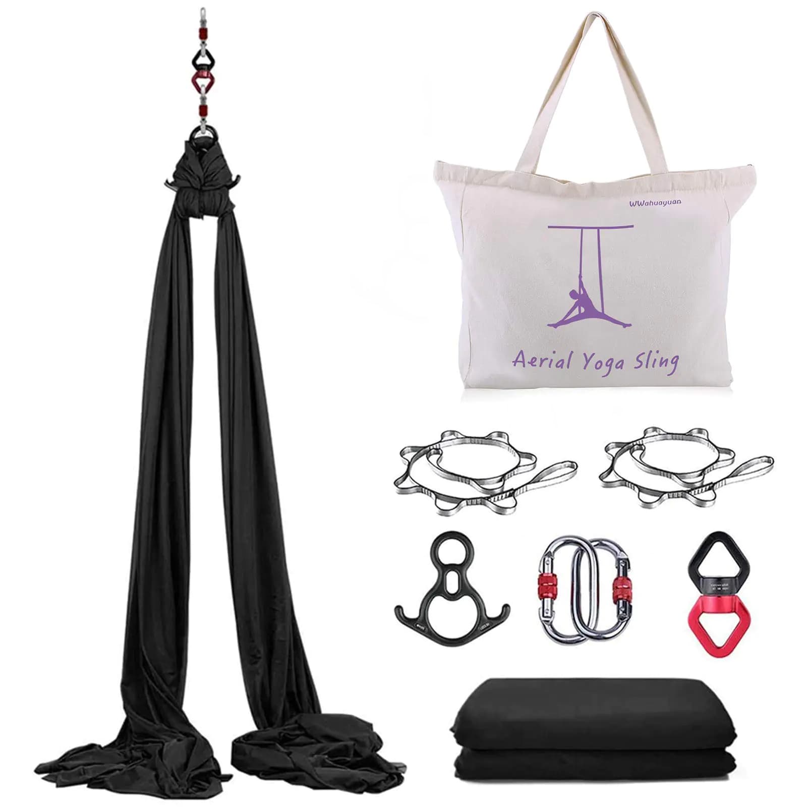 Premium Aerial Silks Yoga Swing Hammock Black