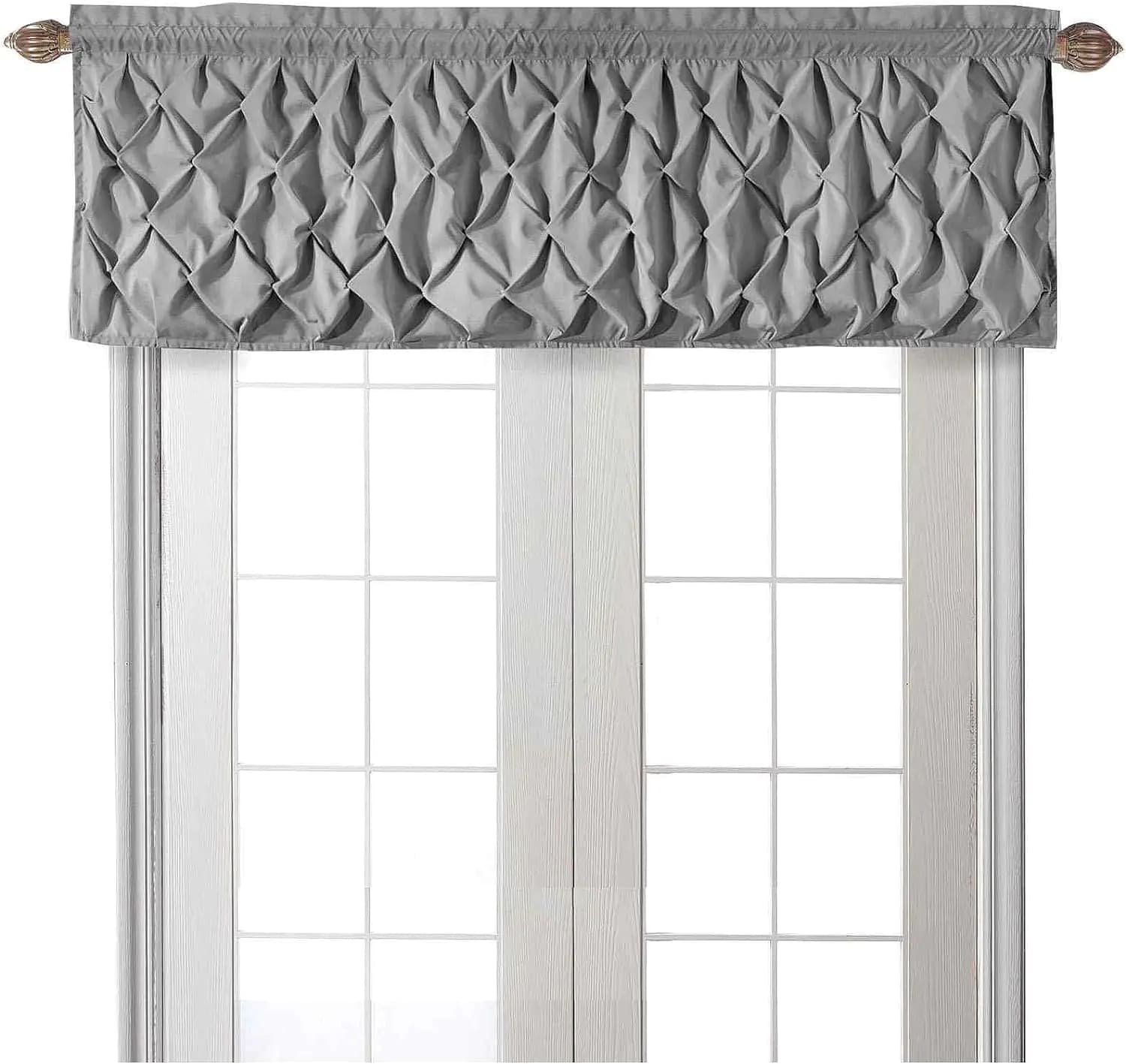 VCNY HOME - Valance Window Treatment with Rod Pocket Modern Home Decor (Carmen Grey 60" x 20")