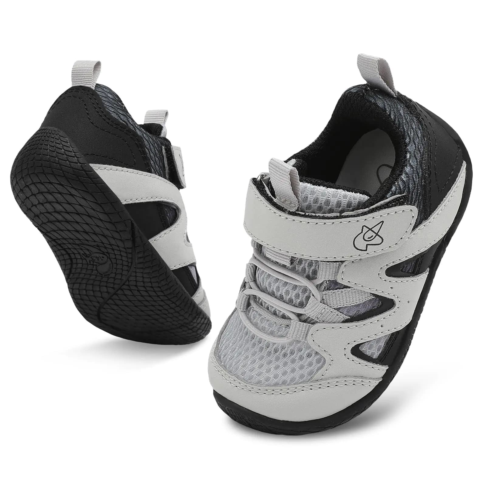 Toddler Non-Slip Walking Shoes Grey Black