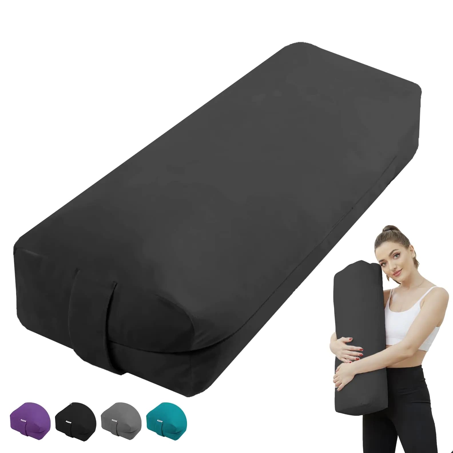 Velvet Yoga Bolster Pillow with Sponge Fill