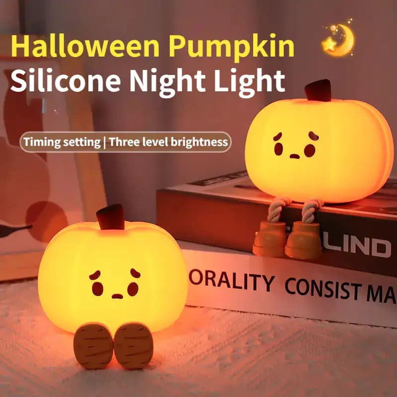 Halloween Pumpkin Silicone Touch Dimmable Night Light