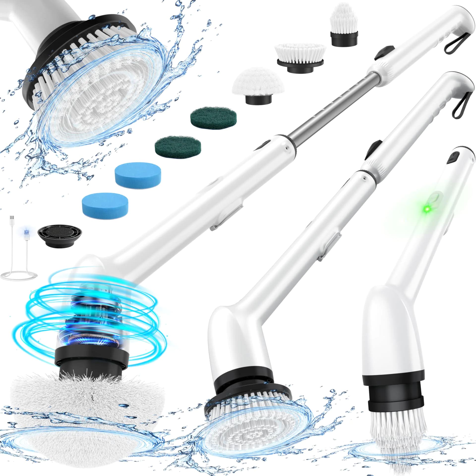 Electric Spin Scrubber with Long Handle