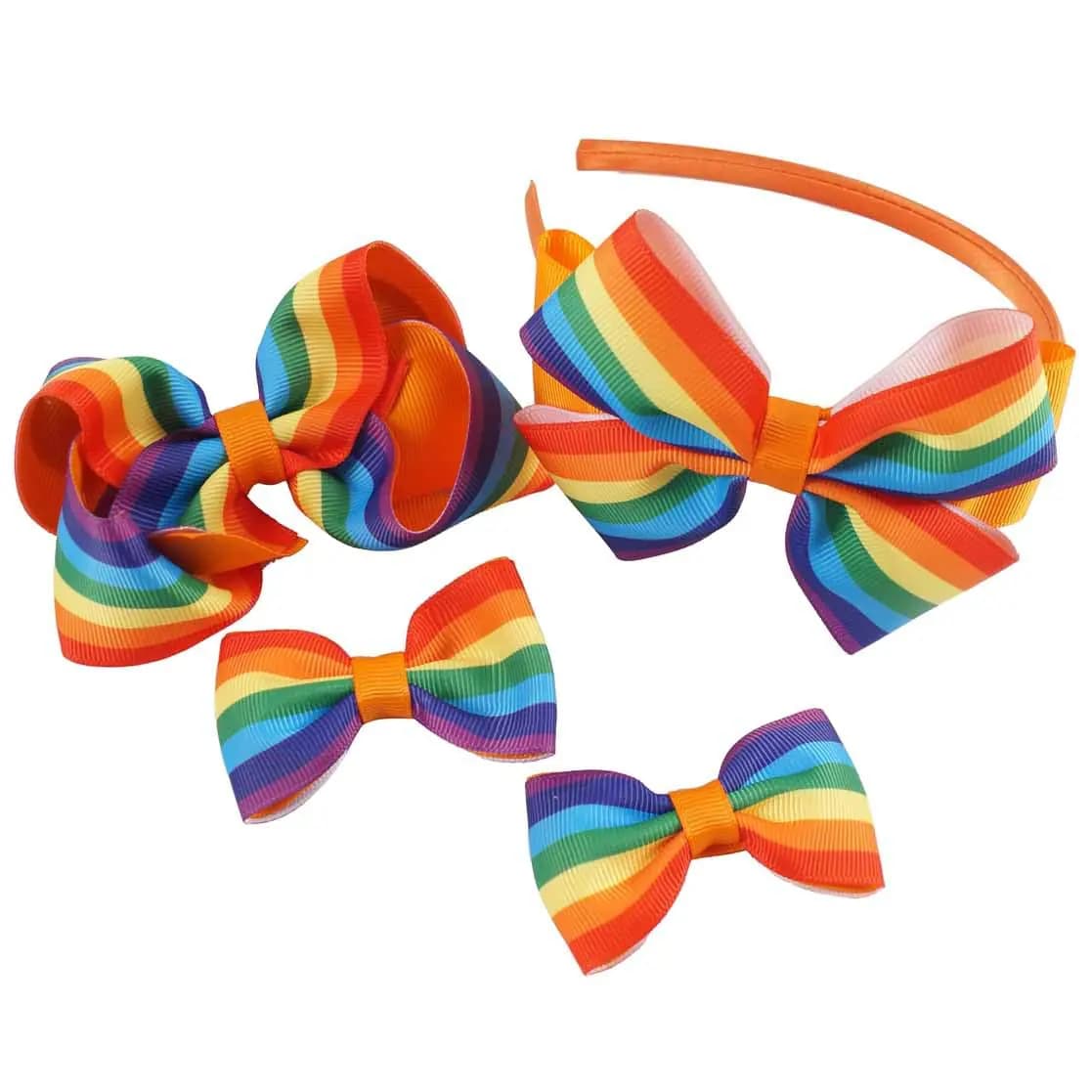 Rainbow Hair Clips and Bow Set for Women