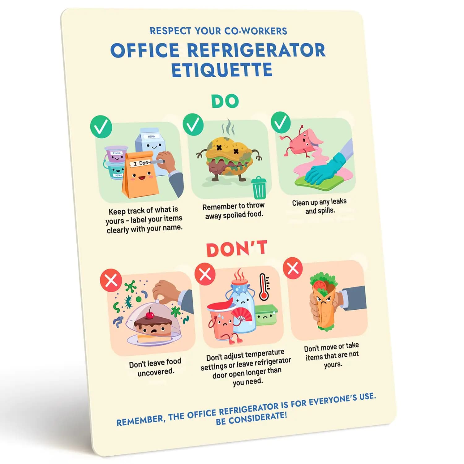 Refrigerator Etiquette Magnetic Signs Set