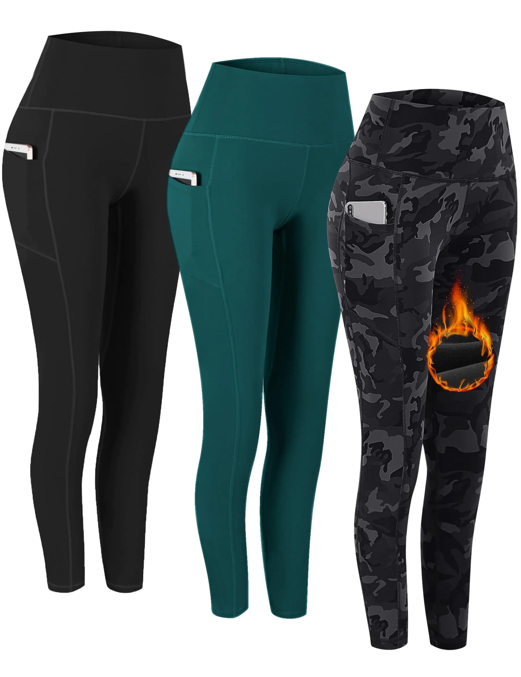 High Waist Fleece Lined Yoga Pants Pocket