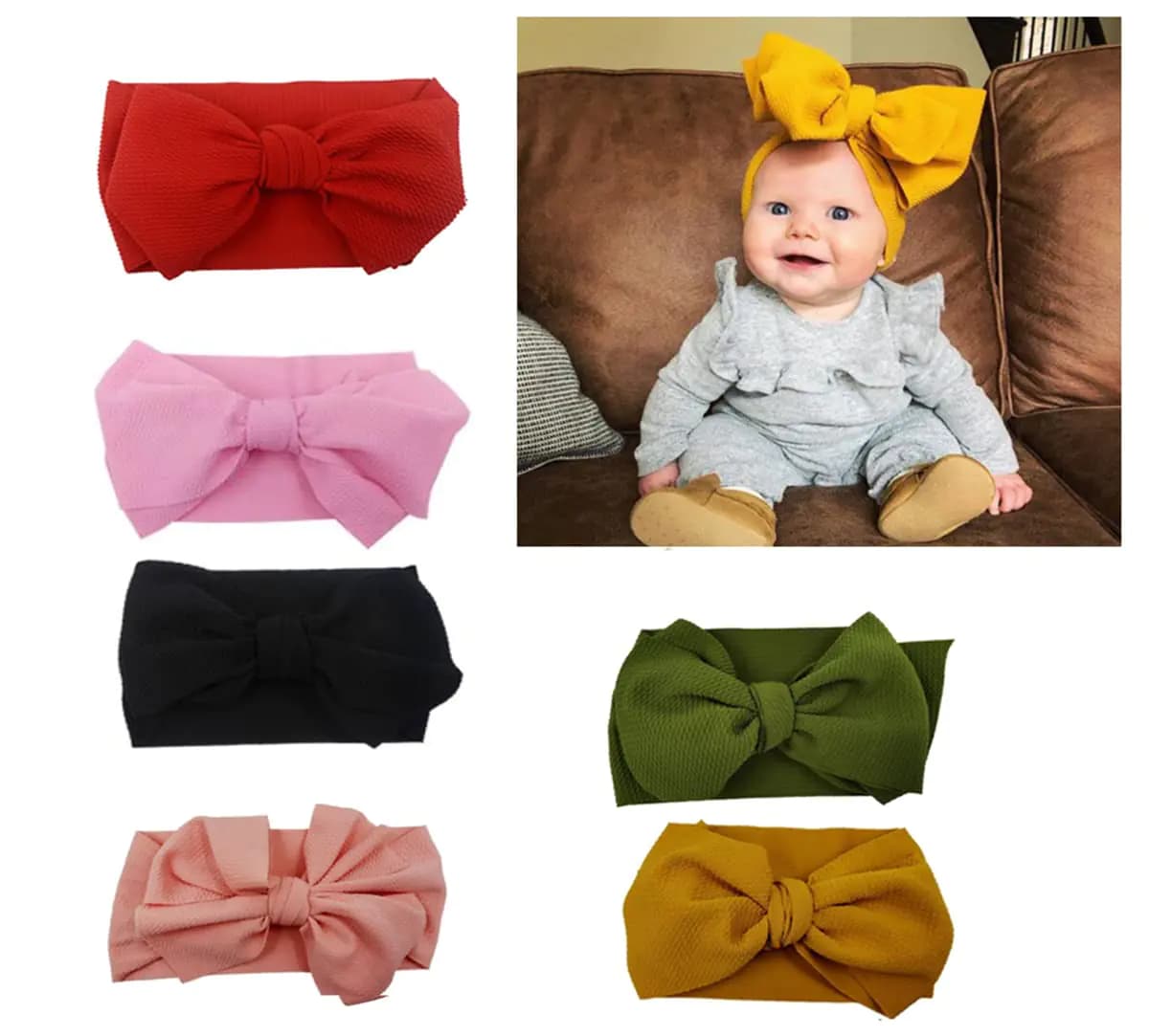 Solid Stretchy Wide Headbands with Knot Bow