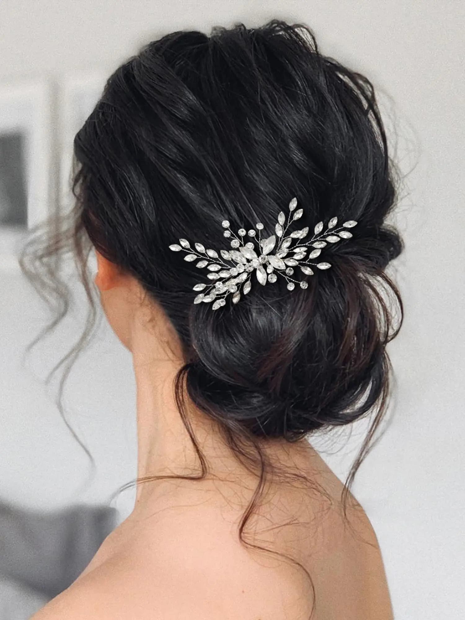 Silver Crystal Rhinestone Bridal Hair Comb