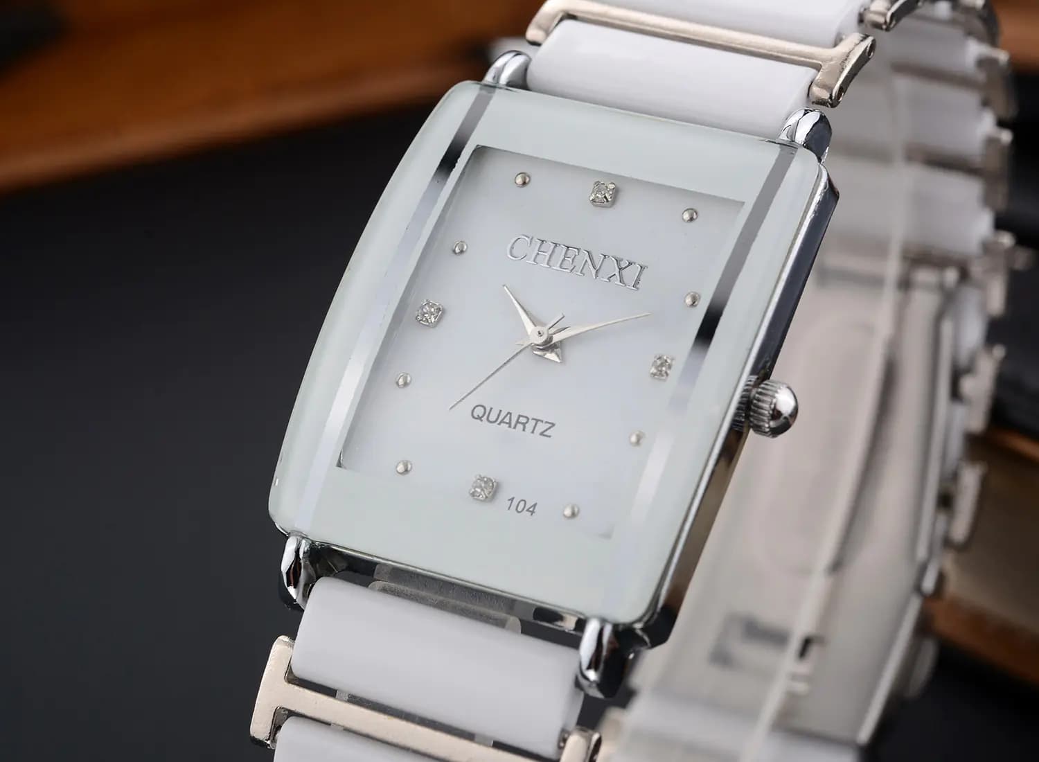 Fashionable Square Ceramic Couple Watches 104A
